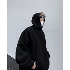 连帽卫衣男宽松潮牌美式高街灰色纯色情侣外套1001-1-WY107-P45，男装卫衣，星座1001-1