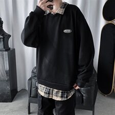 20港风秋款男假两件卫衣贴标宽松休闲外套wy655P40，男装卫衣，星座1013-1