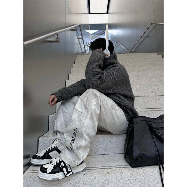现货慵懒高级感高领毛衣外套男女冬季新款宽松针织上衣LZ433-P55,男装针织衫/毛衣,星座1008