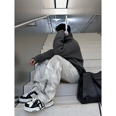 现货慵懒高级感高领毛衣外套男女冬季新款宽松针织上衣LZ433-P55，男装针织衫/毛衣，星座1008