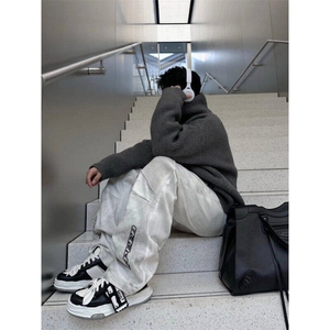 现货 慵懒高级感高领毛衣外套男女冬季新款宽松针织上衣LZ433-P55图片