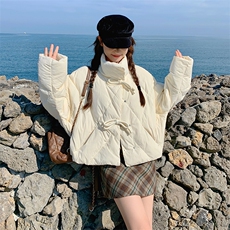 【90绒150-200g】9035短款系蝴蝶结羽绒服-2c016-P315-K458，女装羽绒服，2C016