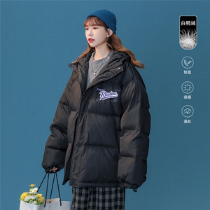 白鸭绒中性风22冬潮流印花加厚连帽羽绒服YR133P225控298图片