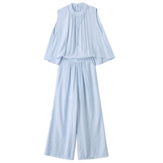 小个子穿搭一整套阔腿裤女2025夏新款高级感减龄连体裤，女装连体裤，魅丽静蓝
