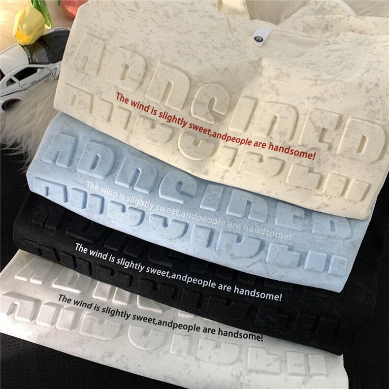300克！2025夏季新款男士潮牌脏脏布短袖T恤情侣半袖BT01-P38控58,男装T恤,星座815A
