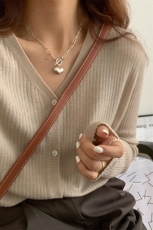 开衫女V领秋冬慵懒软糯休闲宽松保暖针织衫，女装羊毛衫，恩泰羊绒