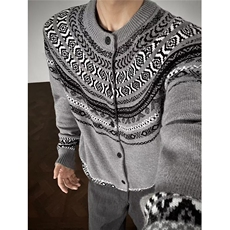 提花拼色民族风插肩袖针织衫秋季休闲韩版毛衣外套MY44-P59，男装针织衫/毛衣，星座208-5