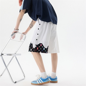 8XL-M 特大码夏季新款五分裤vibe破洞拼接高街格子短裤DK1517P57图片
