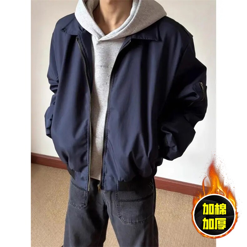 现货秋冬季美拉德立领飞行立领夹克boxy棉衣美式高街加厚加棉外套，男装夹克，电商A486-1
