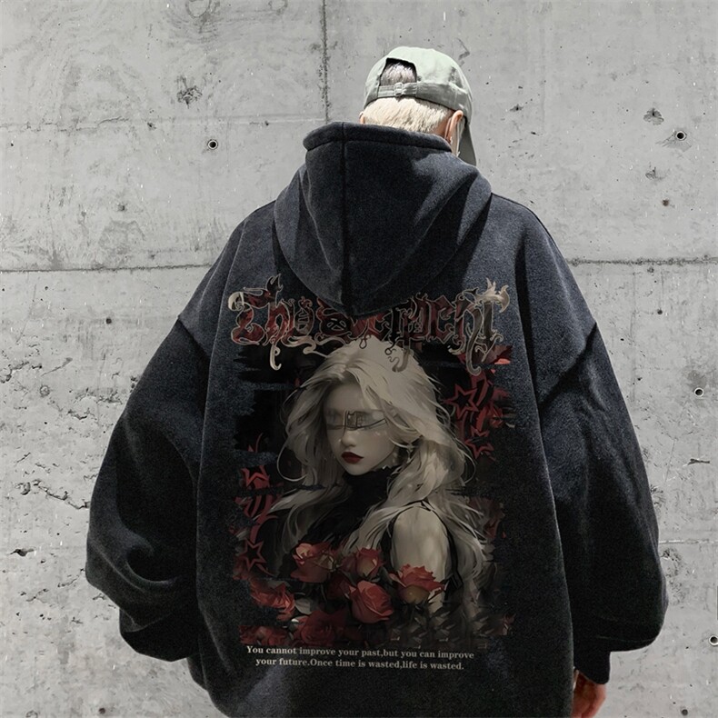 美式重磅水洗复古连帽卫衣潮流大码潮牌做旧XZ517A-BK6676-P68，男装卫衣，星座517A