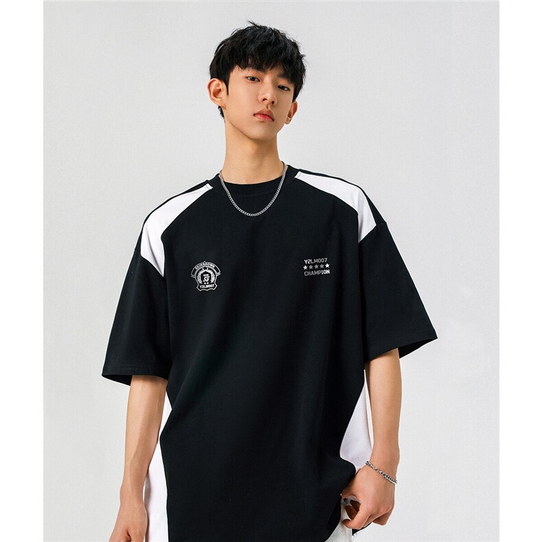 凉感双色拼接设计羽毛球球服大码M-5XL短袖T恤男DX78029P50控78,男装T恤,星座227-7