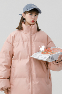 中性风新冬季时尚百搭宽松字母印花PU皮棉服外套MY6454P115控158图片