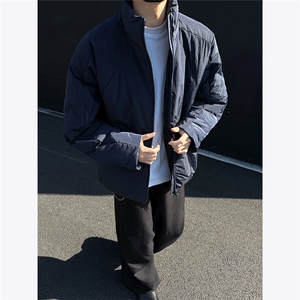 美式立领冬季设计感棉衣外套男装O型褶皱短款棉服2024新款特P95,黑色开叉裙怎么搭配外套图片