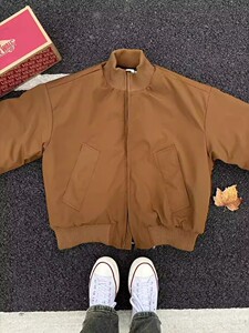 现货 26春装美拉德立领飞行夹克纯色复古廓形高街棒球服外套图片