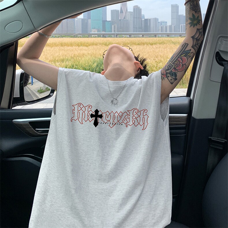 量大优得物抖音高品质重磅230克美式印花无袖t恤背心WB306特P18,男装背心/马甲,电商A486