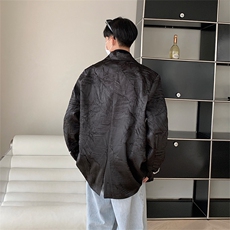 春季廓形垫肩西装外套男褶皱设计感痞帅宽松休闲西服XF66P118，男装西服套装，星座512-1（原513-3）