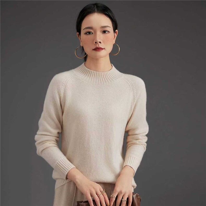2025年秋季通勤时尚百搭通勤简约休闲长袖羊绒衫,女装羊绒衫,鑫萬耀羊绒