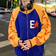 字母印花拼接圆领卫衣男女秋冬季新款宽松百搭情侣上衣M238/P70，男装卫衣，星座506