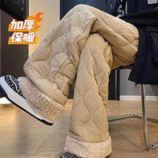 抖音羊羔毛菱格夹棉大码阔腿棉裤男女K5613J加棉-特P45控78，男装棉裤，电商A001