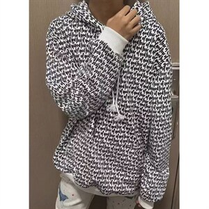 满印字母连帽卫衣宽松高街ing外套男女款帽衫情侣款 WHK18图片