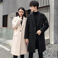 2022款呢子大衣潮流秋冬百搭中长款气质情侣装毛呢外套1913-P130，女装短外套，电商A413