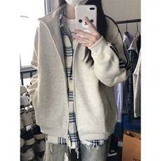 CW35HH-特P43三条杠花灰色外套男高级感痞帅立领卫衣夹克，男装夹克，星座1007（原301D）