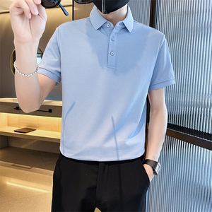 常年款品牌质量纯色光版翻领短袖polo衫男夏季t恤修身T0257-特P40图片