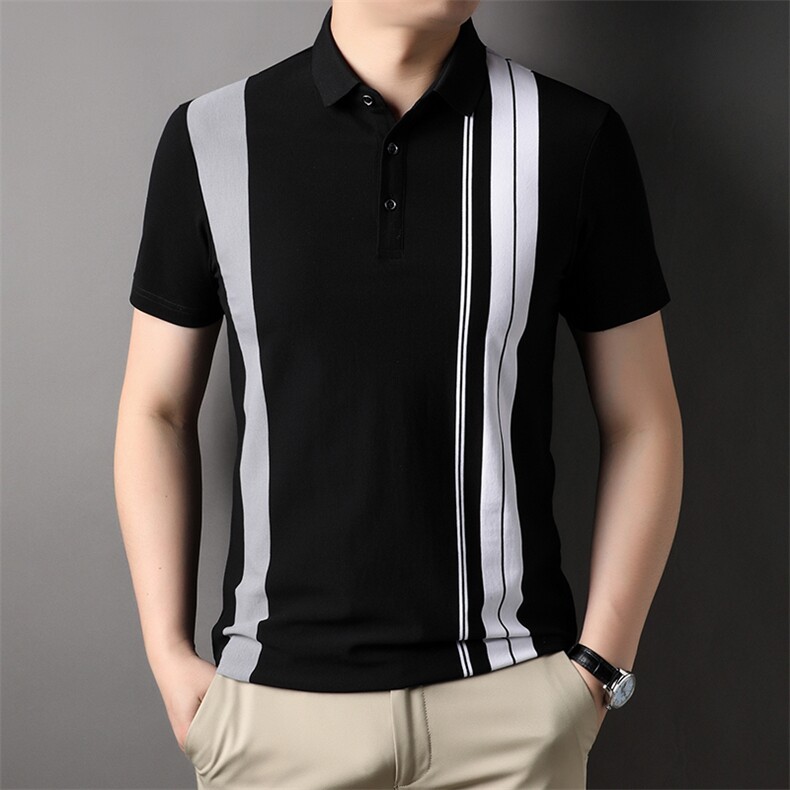夏季保罗丅恤衬衫领中年衣服Polo衫男士短袖商务休闲翻领半袖体恤,男装T恤,电商B212（原钱塘6029）