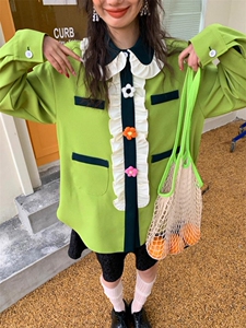 小花朵草绿衬衫,女装衬衫,YOUER DENG