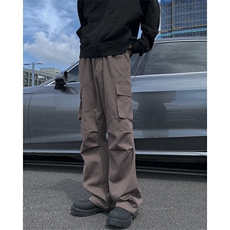 秋季美式拼接微喇褶皱工装裤XZ604-KG97-特P50控88，男装工装外套，星座604