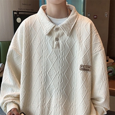 高品质秋款男卫衣POLO领条纹拼接夹克贴标外套WY19P45，男装卫衣，星座1013-1