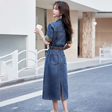 牛仔连衣裙女夏季宽松遮肚长裙气质高端2024新款时尚衬衫裙子，女装连衣裙，浙宝029