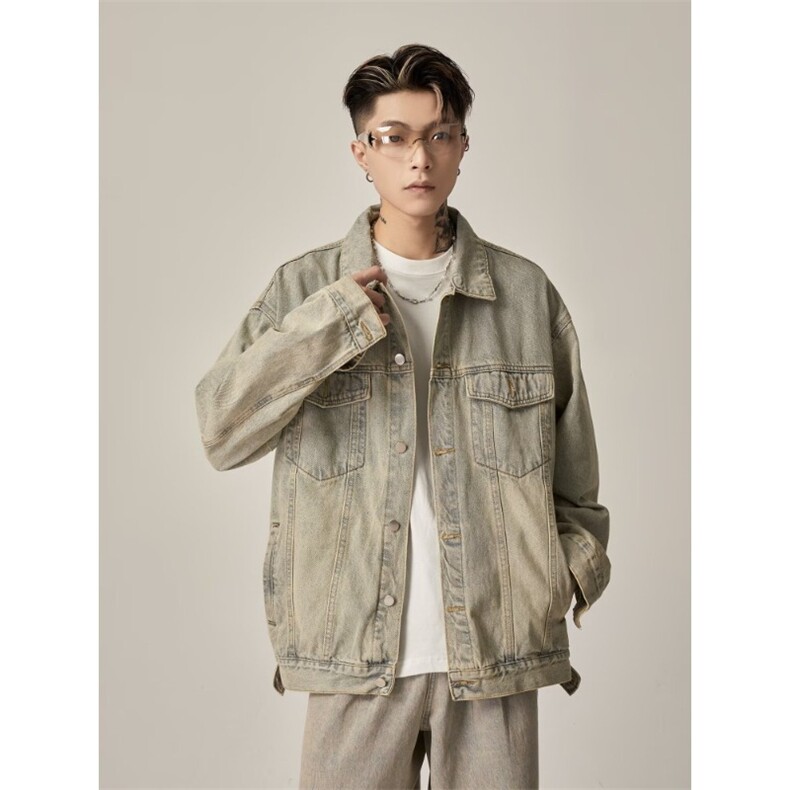 JK128-P52青少年男牛仔夹克潮牌女百搭宽松棉制透气外套运动,男装工装外套,电商B323A