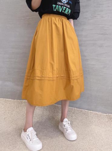 XL9912春夏2021港风设计款压褶A字裙复古百搭松半身裙,女装半身裙,L·H·X