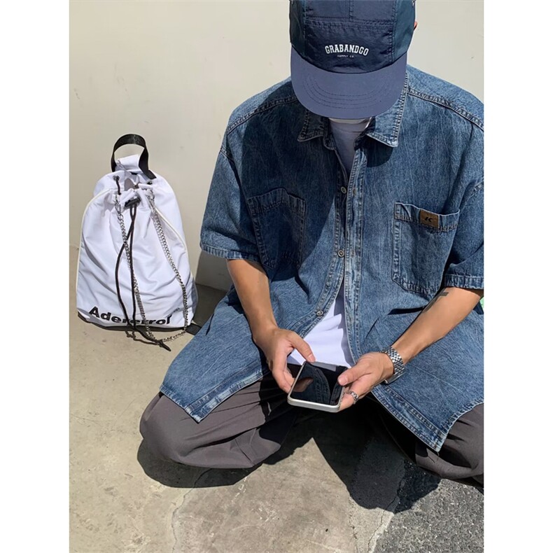 夏季新款牛仔短袖衬衫P45,男装衬衫,星座1116-2