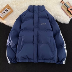 棉服男韩版潮流条纹拼色帅加厚2025冬季新款ins棉衣外套MF165-P95，男装棉衣，星座412