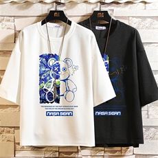 春夏季七分袖t恤男大码五分袖男短袖中袖砖墙挂拍Q11290-P30，男装T恤，电商A040A