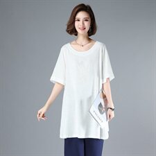 T恤潮流简约舒适时尚百搭2021年夏季中长款，女装T恤，奕阳依阁