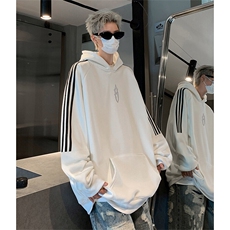 抖音得物供货提供视频秋冬重磅美式宽松织带连帽卫衣04209，男装卫衣，电商A486