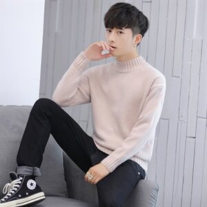 白色半高领毛衣男款秋冬高级感韩系内搭针织衫cleanfit保暖打底衫图片