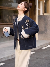 现货主推2025年冬季新款國风羽绒服外套女，女装羽绒服，曼娅璐