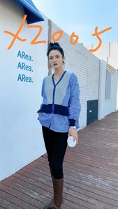 春装新款条纹拼接衬衣,其它,西子玛雅