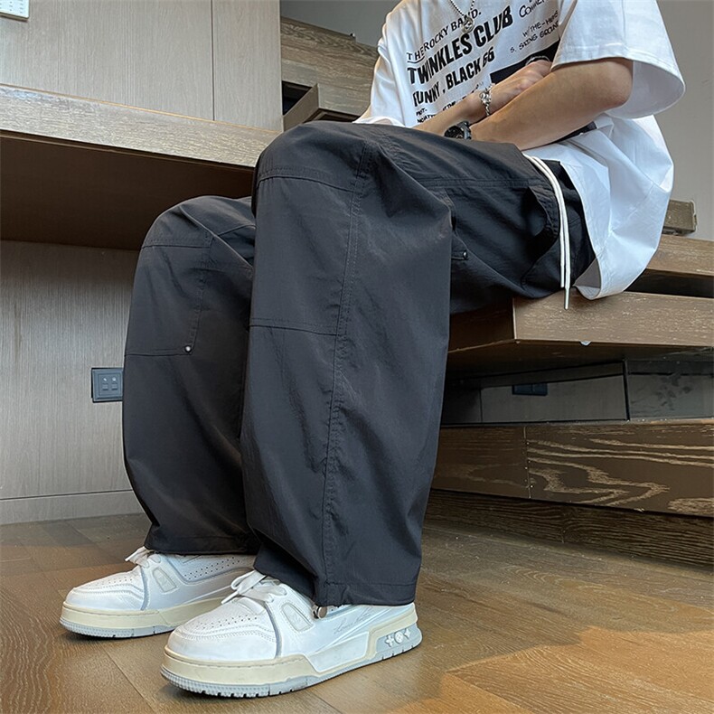 2025春季新款垂感休闲裤男宽松直筒九分裤纯色百搭K229P55,男装休闲裤,电商B278