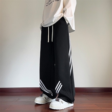 抖音品质秋季新款美式运动条纹设计宽松卫裤B315-K131-特p40控78，男装休闲裤，电商B315