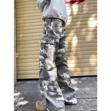 迷彩牛仔裤男美式复古小众宽松休闲褶皱解构多口袋阔腿裤NZ13，男装牛仔裤，星座1116A（原606A-3）