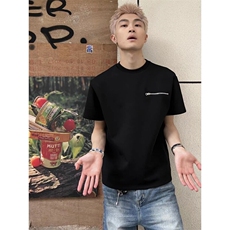 黑色美式cleanfit拉链短袖男生夏t恤小领口潮牌高街boxy硬挺半袖，男装T恤，星座505-2（原电商A260-1)