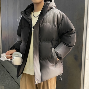 秋冬新款潮牌炸街宽松渐变克兰因蓝休闲连帽棉衣男 A436-0317-P85图片