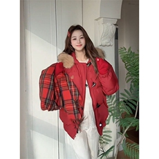 1506-1/M79061/P94红色连帽棉服百搭宽松新款高级棉衣男女同款，男装棉衣，星座1506-1