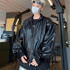 小众机车复古立领设计皮衣夹克男女短款pu皮外套百搭潮Y172/P74，男装夹克，星座506