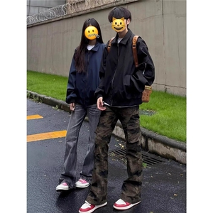 复古立领工装飞行员夹克衫男生春秋美式宽松拉链设计感棒球服外套图片